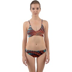 Fractal Spiral Abstract Design Wrap Around Bikini Set