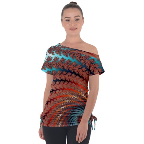 Fractal Spiral Abstract Design Tie-up Tee by Pakrebo