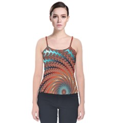 Fractal Spiral Abstract Design Velvet Spaghetti Strap Top by Pakrebo