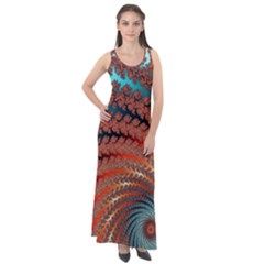 Fractal Spiral Abstract Design Sleeveless Velour Maxi Dress by Pakrebo