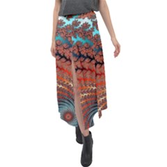 Fractal Spiral Abstract Design Velour Split Maxi Skirt