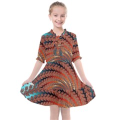 Fractal Spiral Abstract Design Kids  All Frills Chiffon Dress