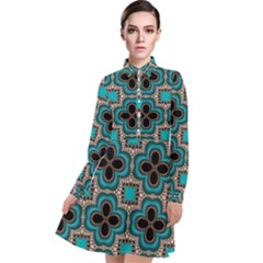 Seamless Wallpaper Pattern Ornament Pattern Long Sleeve Chiffon Shirt Dress