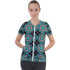 Seamless Wallpaper Pattern Ornament Pattern Short Sleeve Zip Up Jacket