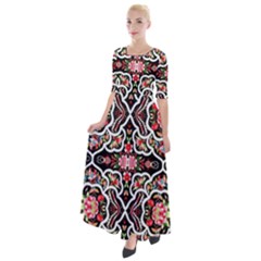 Flowers 1 Half Sleeves Maxi Dress