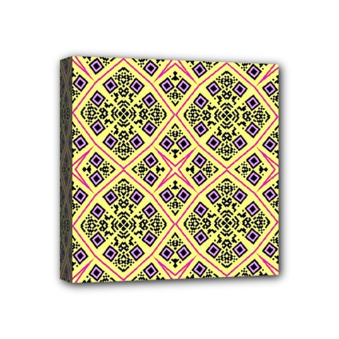 Seamless Wallpaper Geometric Yellow Mini Canvas 4  X 4  (stretched) by Pakrebo