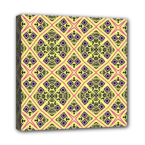 Seamless Wallpaper Geometric Yellow Mini Canvas 8  X 8  (stretched) by Pakrebo