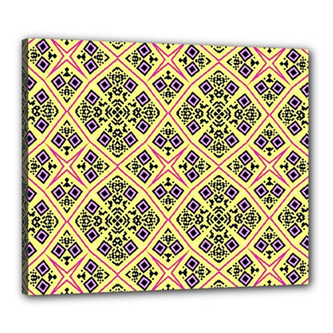 Seamless Wallpaper Geometric Yellow Canvas 24  X 20  (stretched) by Pakrebo