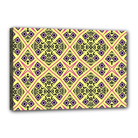 Seamless Wallpaper Geometric Yellow Canvas 18  X 12  (stretched) by Pakrebo