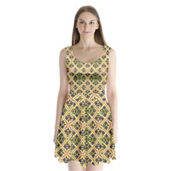 Seamless Wallpaper Geometric Yellow Split Back Mini Dress  by Pakrebo