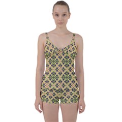 Seamless Wallpaper Geometric Yellow Tie Front Two Piece Tankini by Pakrebo