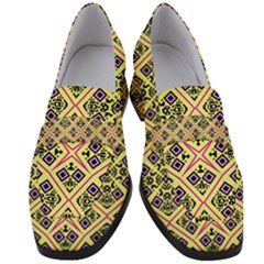 Seamless Wallpaper Geometric Yellow Women s Chunky Heel Loafers by Pakrebo