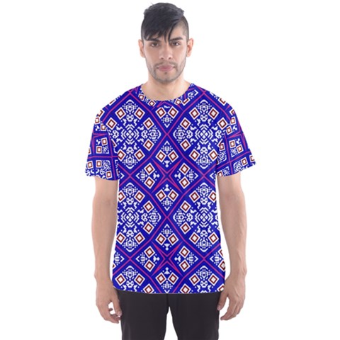 Symmetry Digital Art Pattern Blue Men s Sports Mesh Tee by Pakrebo