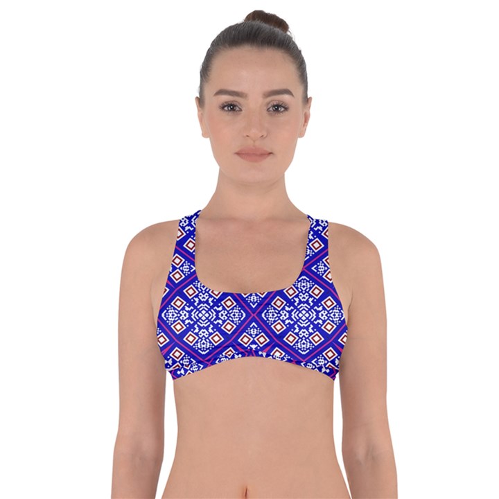 Symmetry Digital Art Pattern Blue Got No Strings Sports Bra