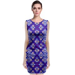 Symmetry Digital Art Pattern Blue Classic Sleeveless Midi Dress by Pakrebo