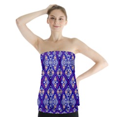 Symmetry Digital Art Pattern Blue Strapless Top by Pakrebo