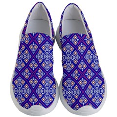 Symmetry Digital Art Pattern Blue Women s Lightweight Slip Ons by Pakrebo