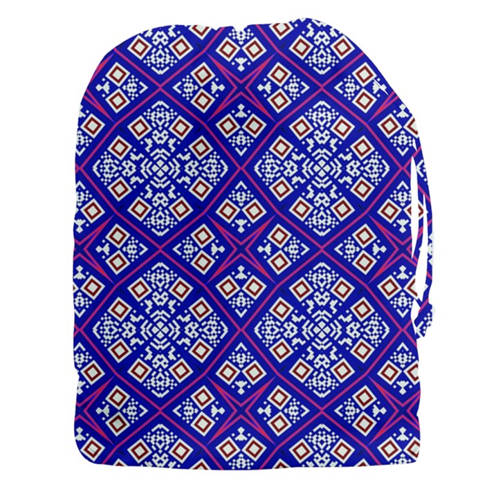 Symmetry Digital Art Pattern Blue Drawstring Pouch (XXXL)