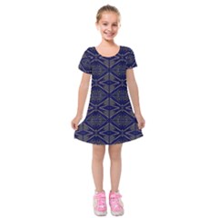 Seamless Pattern Ornament Symmetry Kids  Short Sleeve Velvet Dress by Pakrebo