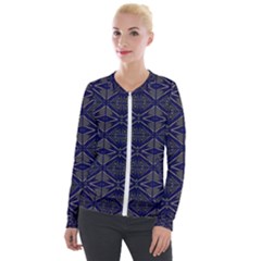 Seamless Pattern Ornament Symmetry Velour Zip Up Jacket