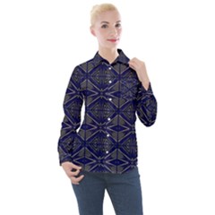 Seamless Pattern Ornament Symmetry Women s Long Sleeve Pocket Shirt