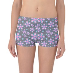 Seamless Pattern Flowers Pink Boyleg Bikini Bottoms by Pakrebo