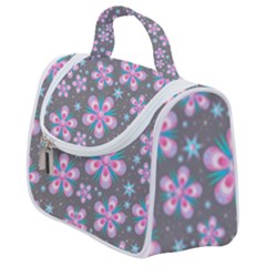 Seamless Pattern Flowers Pink Satchel Handbag