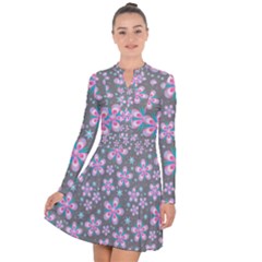 Seamless Pattern Flowers Pink Long Sleeve Panel Dress by Pakrebo