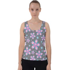 Seamless Pattern Flowers Pink Velvet Tank Top by Pakrebo