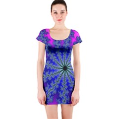 Fractal Abstract Background Digital Short Sleeve Bodycon Dress by Pakrebo