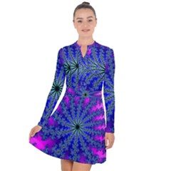 Fractal Abstract Background Digital Long Sleeve Panel Dress by Pakrebo