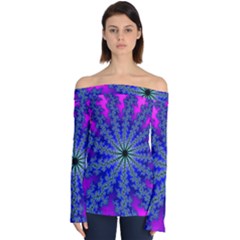 Fractal Abstract Background Digital Off Shoulder Long Sleeve Top by Pakrebo