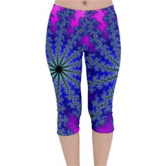 Fractal Abstract Background Digital Velvet Capri Leggings 