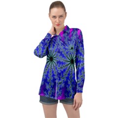 Fractal Abstract Background Digital Long Sleeve Satin Shirt