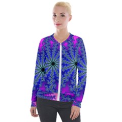 Fractal Abstract Background Digital Velour Zip Up Jacket