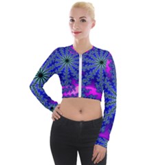 Fractal Abstract Background Digital Long Sleeve Cropped Velvet Jacket