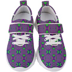 Seamless Wallpaper Pattern Ornament Green Purple Kids  Velcro Strap Shoes by Pakrebo