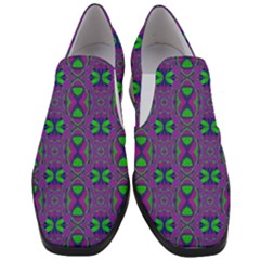 Seamless Wallpaper Pattern Ornament Green Purple Women Slip On Heel Loafers by Pakrebo