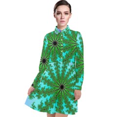 Fractal Abstract Rendering Long Sleeve Chiffon Shirt Dress