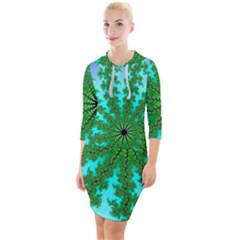 Fractal Abstract Rendering Quarter Sleeve Hood Bodycon Dress by Pakrebo