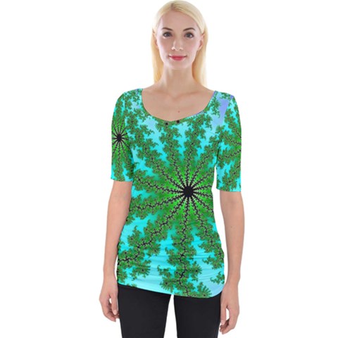 Fractal Abstract Rendering Wide Neckline Tee by Pakrebo