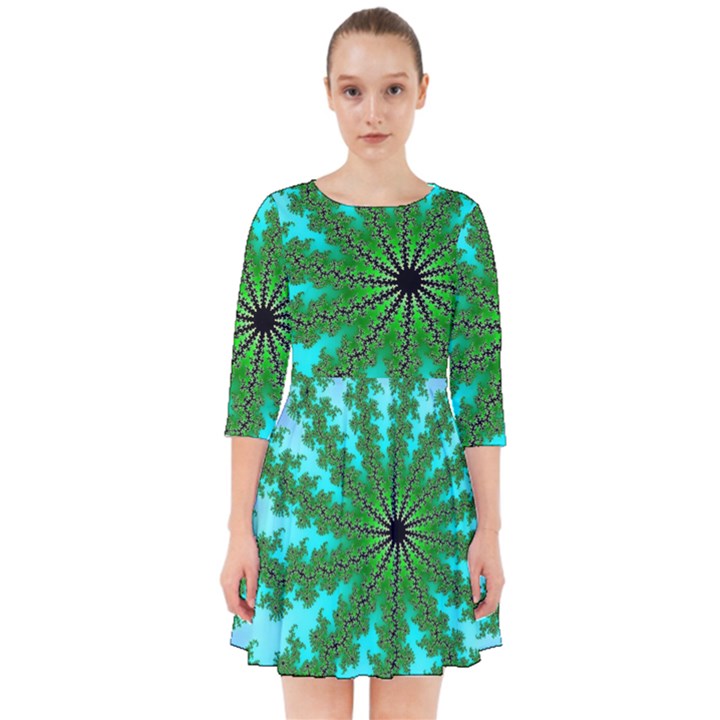 Fractal Abstract Rendering Smock Dress