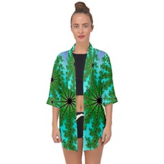 Fractal Abstract Rendering Open Front Chiffon Kimono by Pakrebo