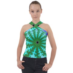 Fractal Abstract Rendering Cross Neck Velour Top