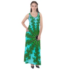 Fractal Abstract Rendering Sleeveless Velour Maxi Dress