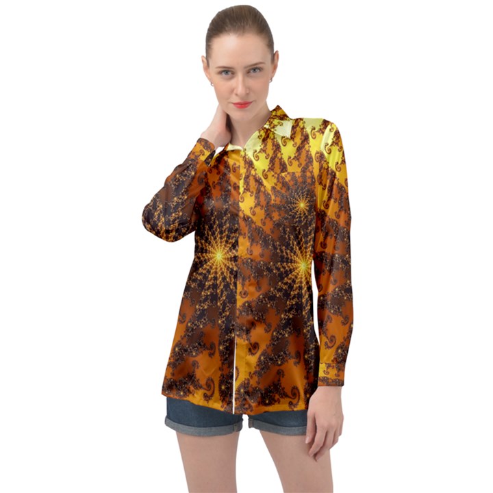 Background Colorful Graphic Design Long Sleeve Satin Shirt