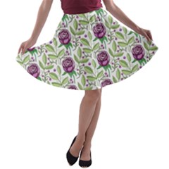 Default Texture Background Floral A-line Skater Skirt by Pakrebo