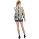 Default Texture Background Floral High Neck Long Sleeve Chiffon Top View2