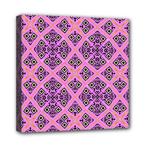 Seamless Wallpaper Geometric Pink Mini Canvas 8  X 8  (stretched) by Pakrebo