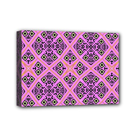 Seamless Wallpaper Geometric Pink Mini Canvas 7  X 5  (stretched) by Pakrebo